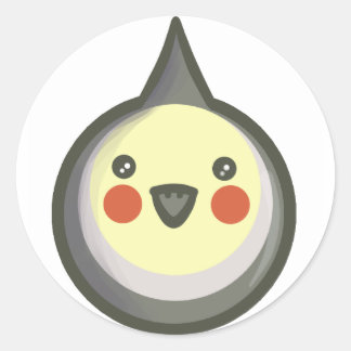 Adesivo Redondo Chibi Cockatiel