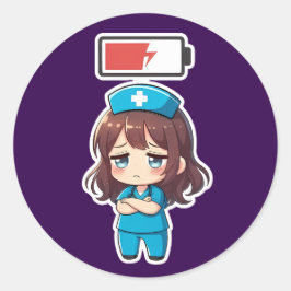 Adesivo Redondo Chibi Enfermeira Original 3.0 - Sem Poderes