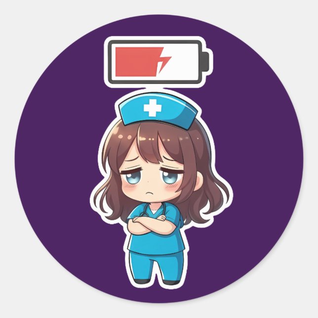 Adesivo Redondo Chibi Enfermeira Original 3.0 - Sem Poderes (Frente)