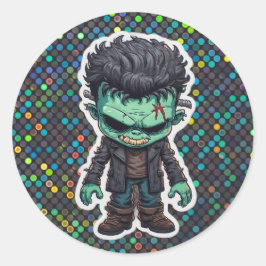 Adesivo Redondo Chibi Frankenstein Monster Cartoon Sticker
