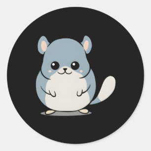 Adesivo Redondo Chibi Kawaii Chinchilla Animal Rodent Selvagem