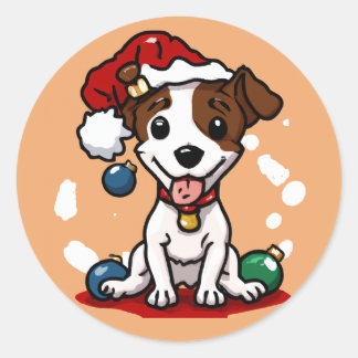 Adesivo Redondo Chibi Kawaii Jack Russell Terrier Natal