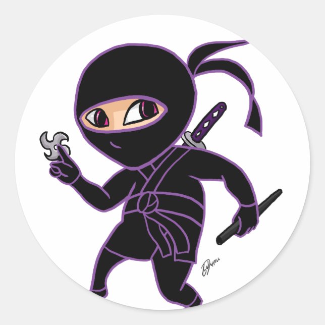 Adesivo Redondo Chibi Ninja (Frente)