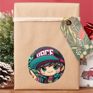 Adesivo Redondo Chibi Power: Anime-Sticker