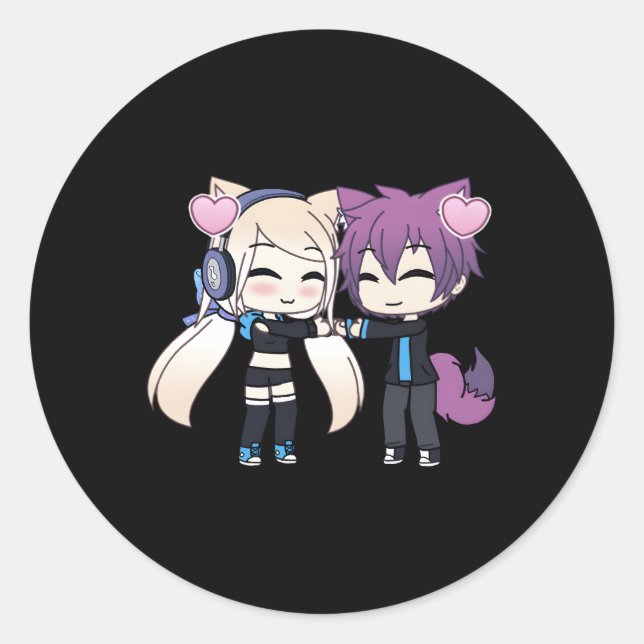 Adesivo Redondo Chibi Style Kawaii Anime E Ele (Frente)