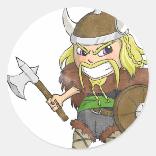 Adesivo Redondo Chibi Viking (afligido)