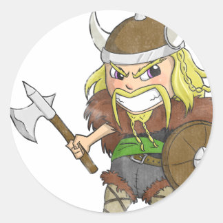 Adesivo Redondo Chibi Viking (Distante)
