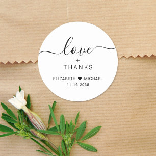 Adesivo Redondo Chic Amor E Agradecimento Casamento Obrigado
