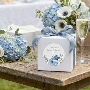 Adesivo Redondo Chic Azul Claro Floral Água-Marinha Despedida de S