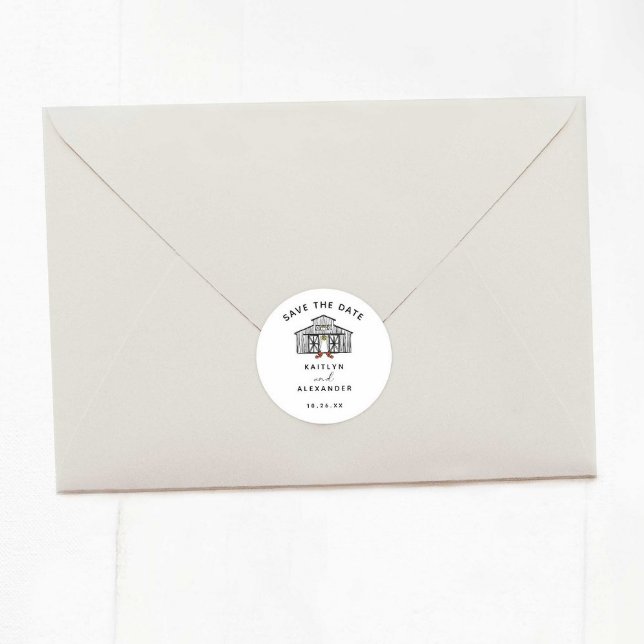 Adesivo Redondo Chic Barn Salvar a Data (Criador carregado)