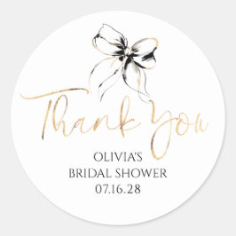 Adesivo Redondo Chic Black Bow Favors Bridal Shower Thank You