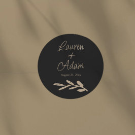 Adesivo Redondo Chic Black & Gold Wedding