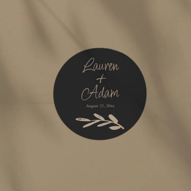 Adesivo Redondo Chic Black & Gold Wedding (Criador carregado)