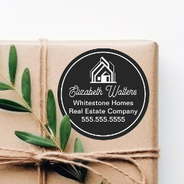 Adesivo Redondo Chic Black Real Estate Company Customized Realtor