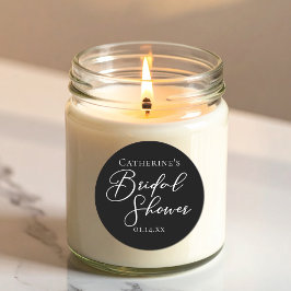 Adesivo Redondo Chic Black White Bridal Shower Personalized