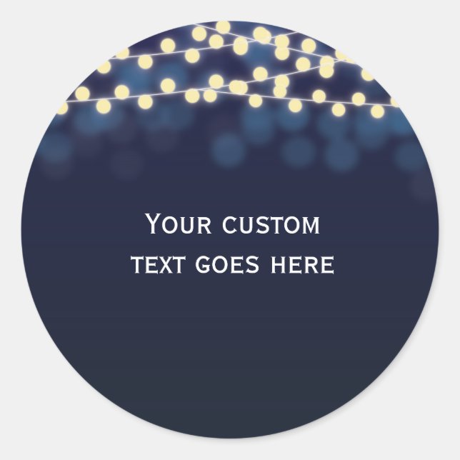 Adesivo Redondo Chic Blue Bokeh Night Sky String Sticker (Frente)
