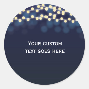 Adesivo Redondo Chic Blue Bokeh Night Sky String Sticker