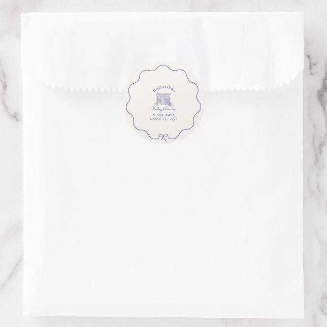 Adesivo Redondo Chic Boas-vindas bebê chá de bebê (Bolsa)