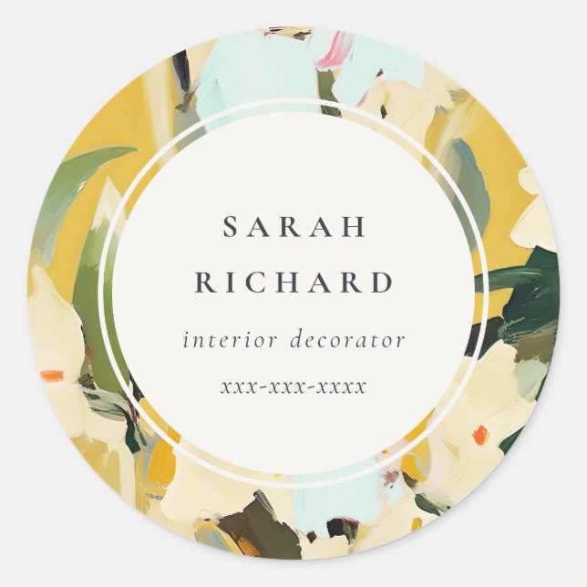 Adesivo Redondo Chic Boho Amarelo Colorido Ochre Pintado (Frente)