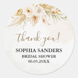 Adesivo Redondo Chic Boho Bridal shower with Beige and Yellow 