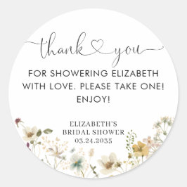 Adesivo Redondo Chic Boho Elegante Flor de Flor Silvestre Obrigado