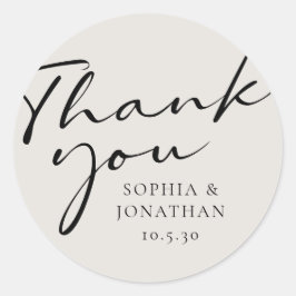 Adesivo Redondo Chic Caligrafia Moderna Favor de Casamento Obrigad