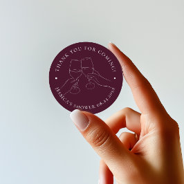 Adesivo Redondo Chic Chá de Noiva com Vinho