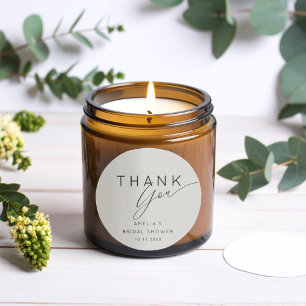 Adesivo Redondo Chic Cinza Obrigado Chá de Noiva Revelação