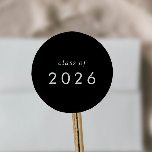 Adesivo Redondo Chic Dark Black Class of 2024 Graduation Sticker