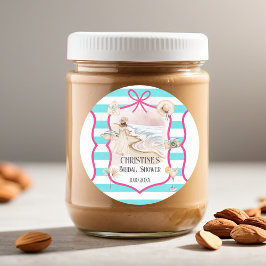 Adesivo Redondo Chic de Verão Chá de Noiva na Praia e Ondas