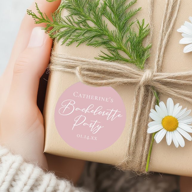 Adesivo Redondo Chic Dusty Rose Pink Bachelorette Party Custom (Criador carregado)