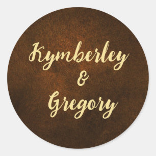 Adesivo Redondo Chic Elegant Dark Brown Texturizado com Ênfase Dou