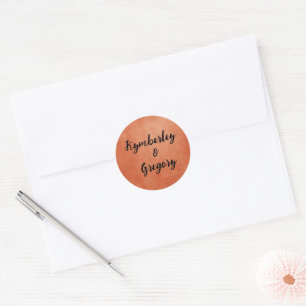 Adesivo Redondo Chic Elegant Orange Black Name