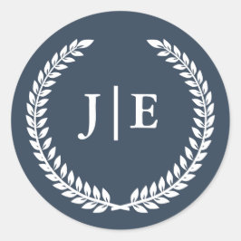 Adesivo Redondo Chic Elegant Wreath Monogram Wedding