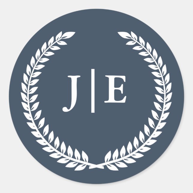 Adesivo Redondo Chic Elegant Wreath Monogram Wedding (Frente)