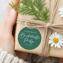 Adesivo Redondo Chic Emerald Green Bachelorette Party Personalized