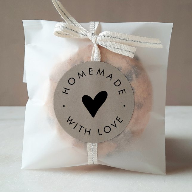 Adesivo Redondo Chic Faux Kraft Hearemade Com Amor (Criador carregado)