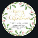 Adesivo Redondo Chic Felry Christmas Holly Wreath | Endereço de de<br><div class="desc">Chic Felry Christmas Holly Wreath | Endereço de devolução</div>