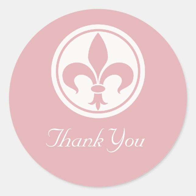 Adesivo Redondo Chic Fleur De Lis Obrigado Stickers, Rosa