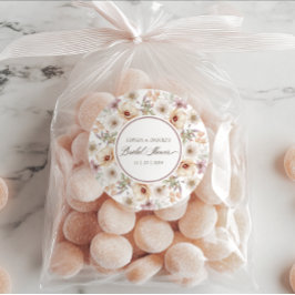 Adesivo Redondo Chic Floral Aquarela Chá de Noiva