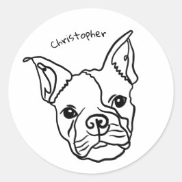 Adesivo Redondo Chic French Bulldog Line Art: Edite seu texto