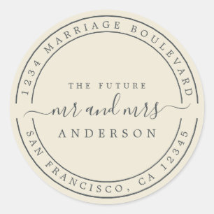 Adesivo Redondo Chic Future Sr. Sra. Antique White Return Endereç