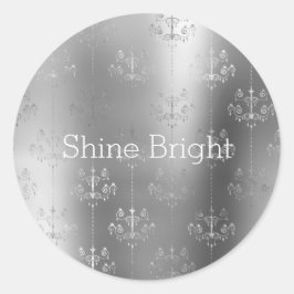Adesivo Redondo Chic Glitz Silver Glam Chandeliers