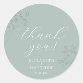 Adesivo Redondo Chic Green Wedding | Boho Thank You Sticker