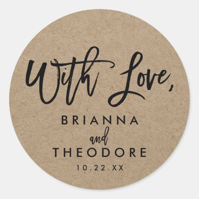 Adesivo Redondo Chic Hand - Letra Rustic "With Love" (Frente)