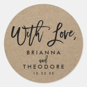 Adesivo Redondo Chic Hand - Letra Rustic "With Love"