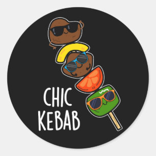 Adesivo Redondo Chic Kebab Engraçado Shish Kebab Dark BG