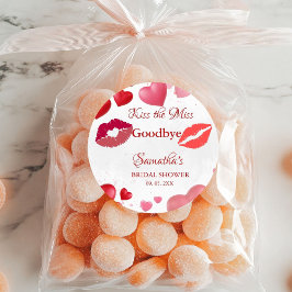 Adesivo Redondo Chic Kiss Miss Despedida Lábios Vermelhos Chuva de