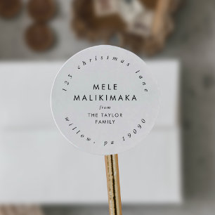 Adesivo Redondo Chic Mele Kalikimaka Endereço de Retorno Circular