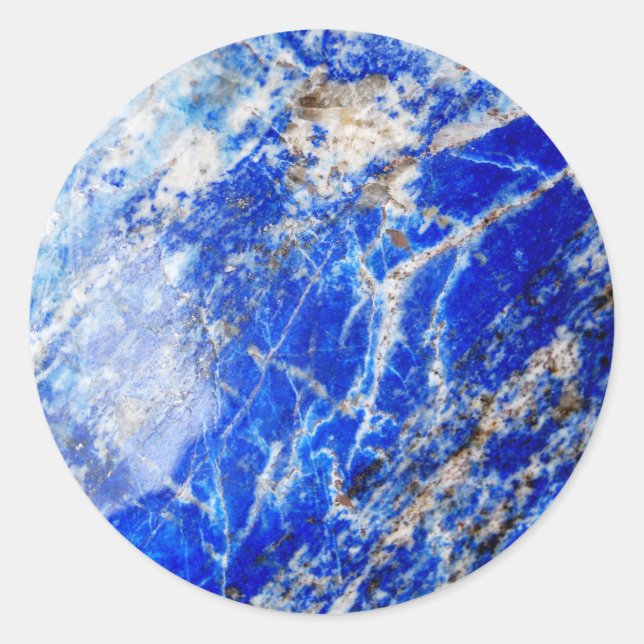 Adesivo Redondo Chic Modern Blue Marble Stone (Frente)
